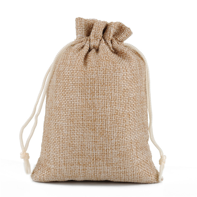 Fábrica en stock bolsa de lino Wenwan bolsa de embalaje de la joyería bolsa de té zongzi Almacenamiento de lino bolsa de cordón al por mayor