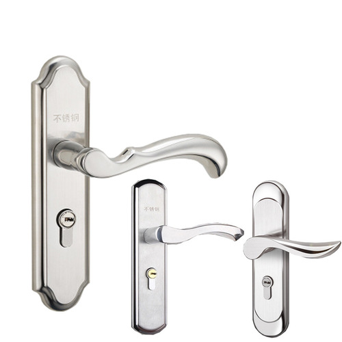 Stainless steel silent door lock 304 steel stamp bedroom door lock indoor wooden door mechanical lock house door handle lock
