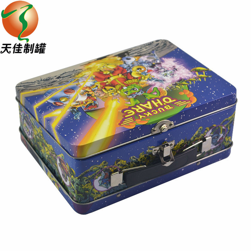 工厂批发马口铁盒化妆品收纳手提铁盒玩具包装金属手提盒开窗铁罐