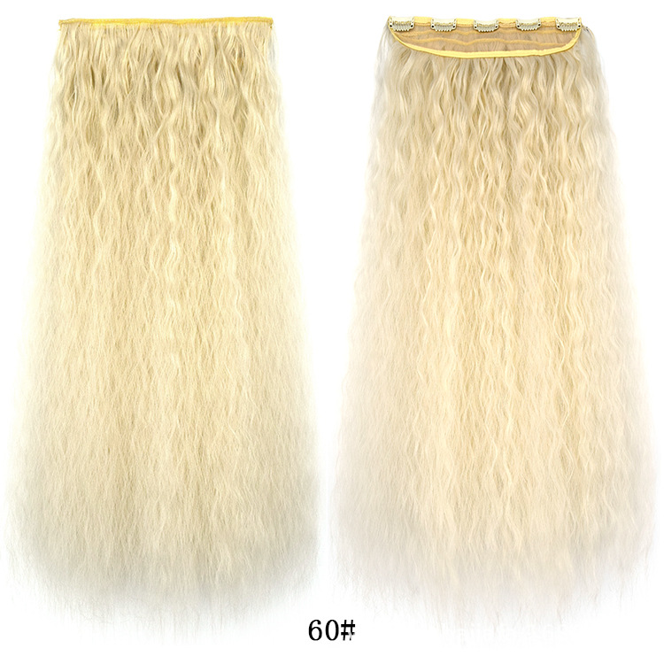 Peluca de pelo largo rizado de las mujeres 5 clip de extensión de cabello de maíz pieza europea y americana Comercio exterior lana rollo una pieza peluca pieza