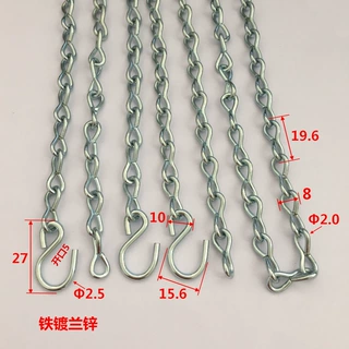 厂家直供金属单八链2.0*19.6链条配S钩铁链镀兰锌挂链批发