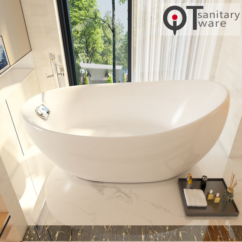 Acrylic Bathtub Full Apartment Hotel Home Full Skirt Crescent-shaped Freestanding Adult Foshan Supply QT-023 Acrylic Bathtub Full Apartment Hotel Home Full Skirt Crescent-shaped Freestanding Adult Foshan Supply QT-023