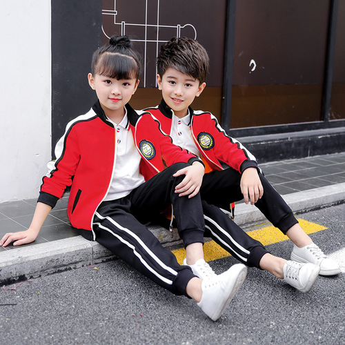 Preschool Spring and Autumn Sports Uniform Set for Children - British Style Three-Piece Athletic Outfit - New School Uniform for Primary School Students