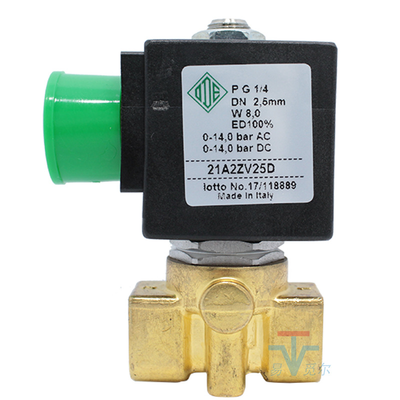 意大利ode常开电磁阀 21a2zv25d 24v微型直动式两通电磁开关阀