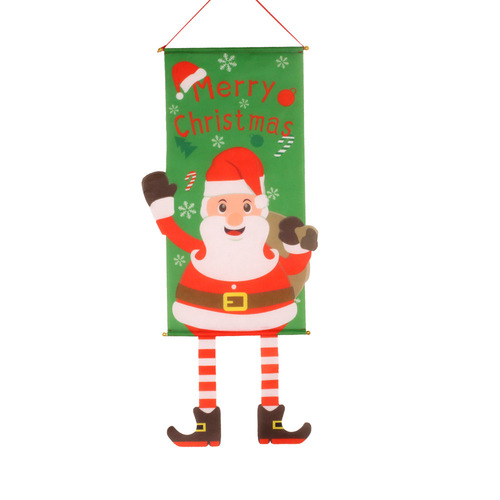 New Christmas decorations Christmas tree old man elf hanging flag hanging cloth wall scenery wall cloth Christmas pendant flag