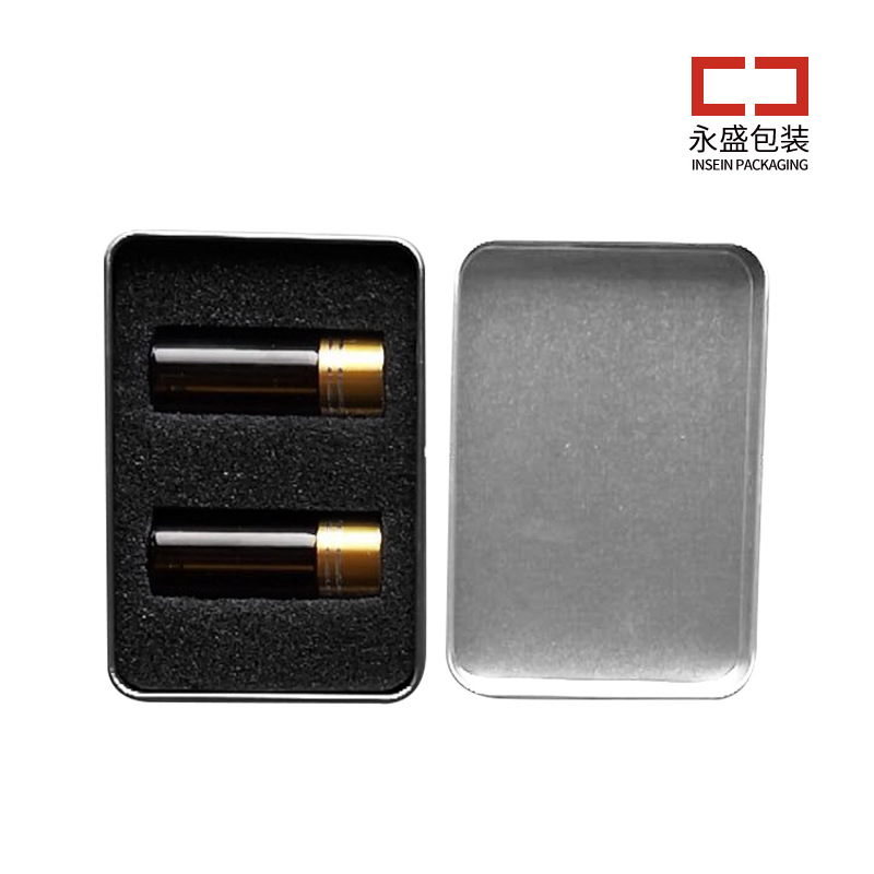 批发107*70*30精油包装盒 马口铁盒加工定 制 金属盒可定海绵内衬