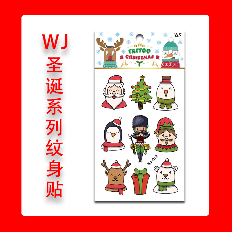 Tatuajes Temporales Faciales de Navidad de Papel de Transferencia de Agua Impermeables para Fiesta
