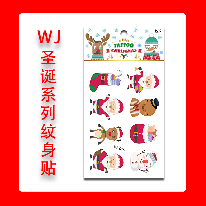 Tatuajes Temporales Faciales de Navidad de Papel de Transferencia de Agua Impermeables para Fiesta