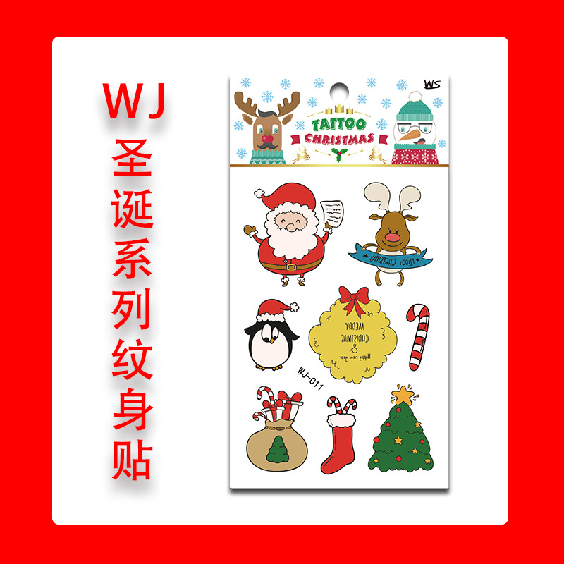 Tatuajes Temporales Faciales de Navidad de Papel de Transferencia de Agua Impermeables para Fiesta