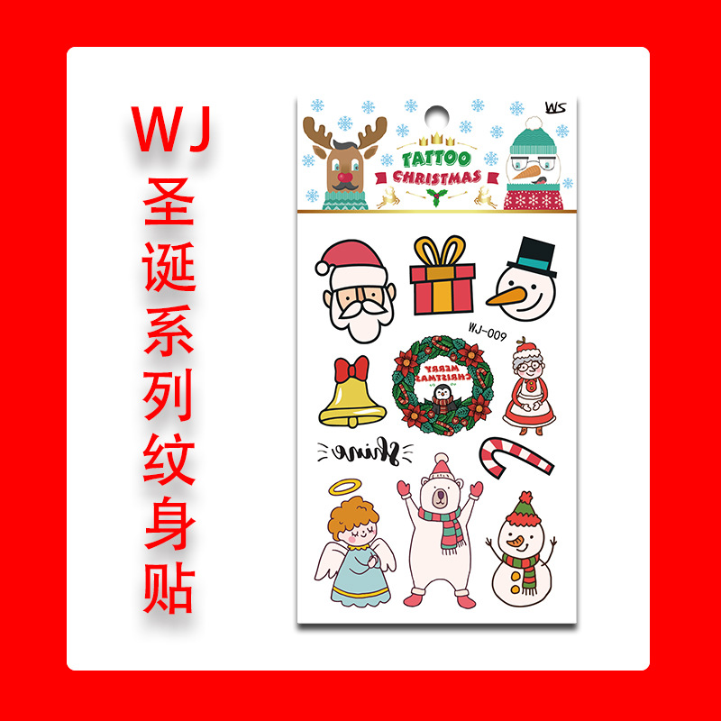 Tatuajes Temporales Faciales de Navidad de Papel de Transferencia de Agua Impermeables para Fiesta