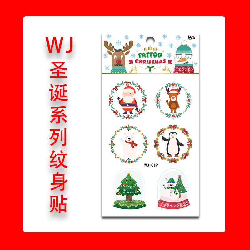 Tatuajes Temporales Faciales de Navidad de Papel de Transferencia de Agua Impermeables para Fiesta