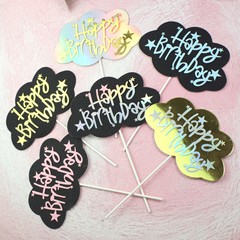 Copywriting for black cloud letter birthday cake decoration Happy Birthday cake insert Birthday cake plaque