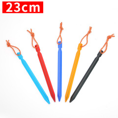Outdoor ultra-light triangular ground nails aluminum alloy tent fixed nails reinforced windproof ground nails 23cm with rope
