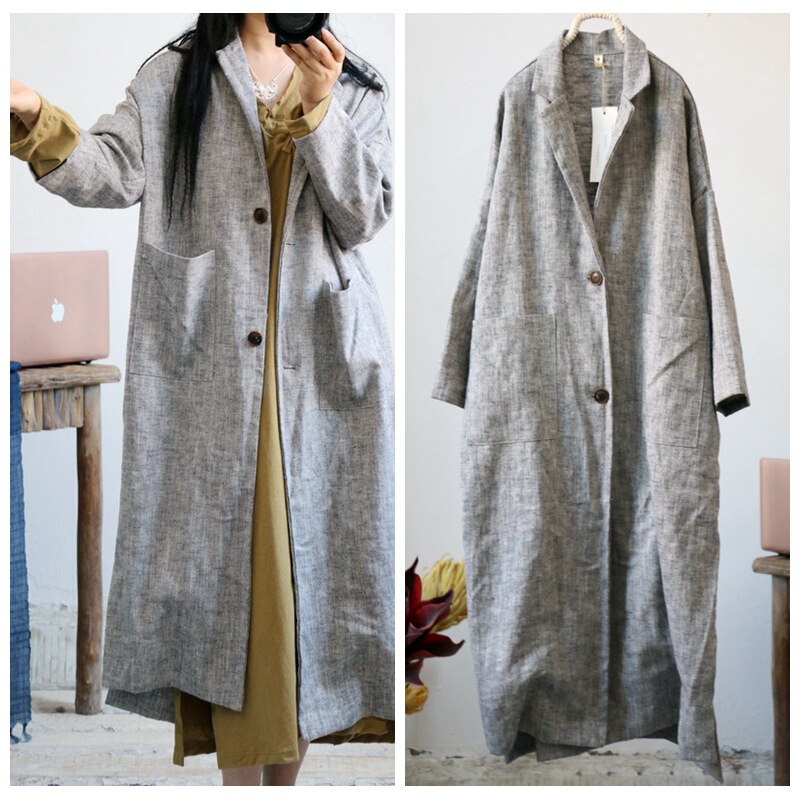 Designer's Artistic Neutral Handsome Republic of China Style Travel Thick and Thick Linen Windcoat Suit Jacket