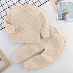 Children's Warm Innerwear Set with Fleece, New 1-6 Years Old Baby, Three-Layer Warmth Thick Fleece Winter Kids' Clothing Wholesale