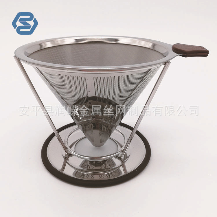 咖啡过滤器咖啡过滤网304不锈钢双层手柄式过滤器