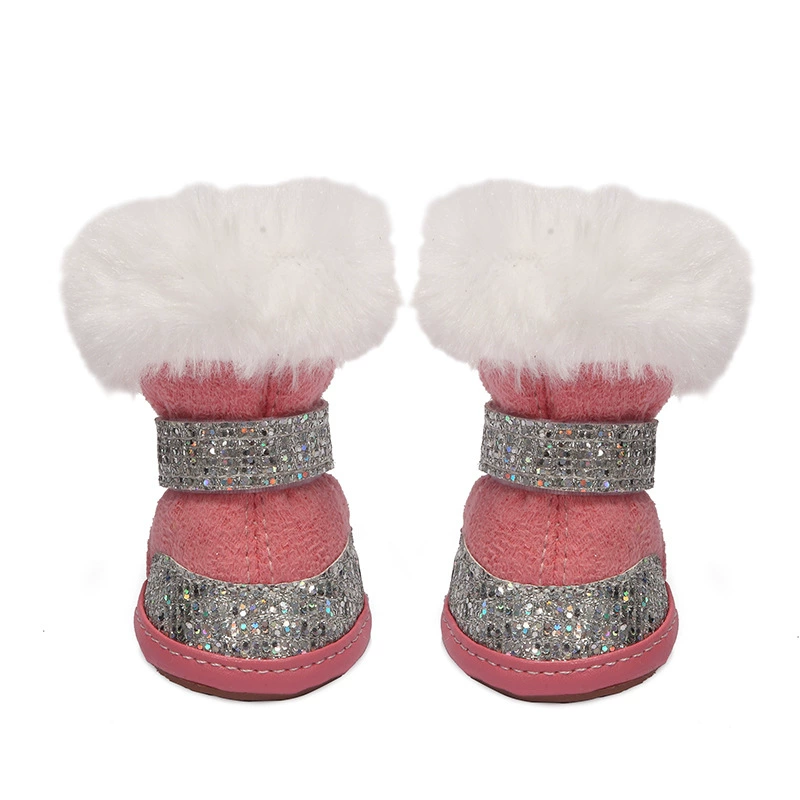 Обувь для собак Тедди Обувь для собак осень-зима Новая обувь для щенков на флисовой подкладке утолщенная Водонепроницаемая холодостойкая хлопковая обувь сапоги