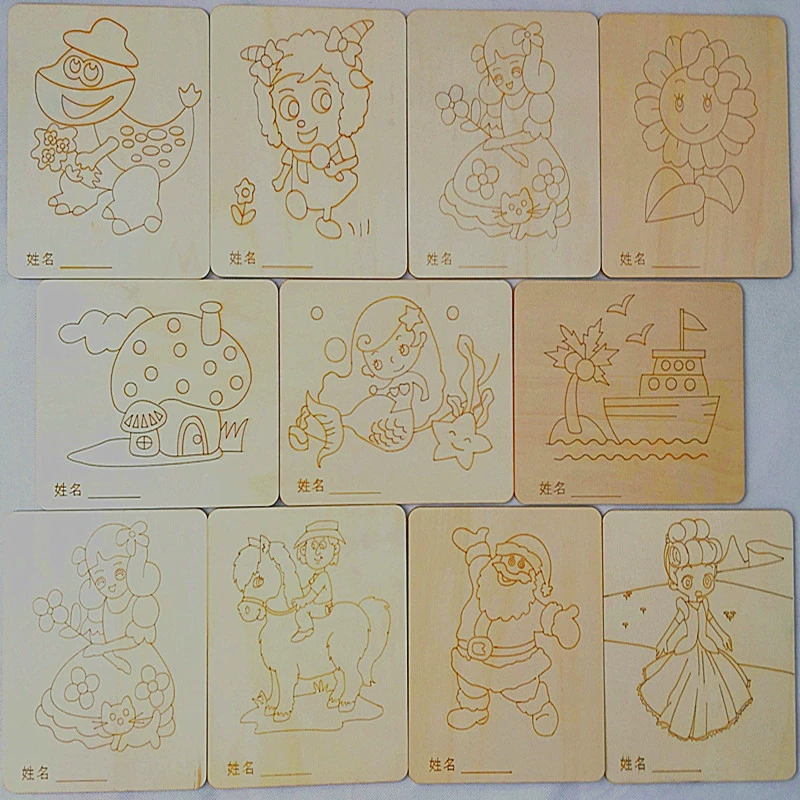 Детская ручная работа DIY деревянная доска живопись Снежинка грязь глина живопись белый пух различные деревянные скобы материалы для рисования оптом