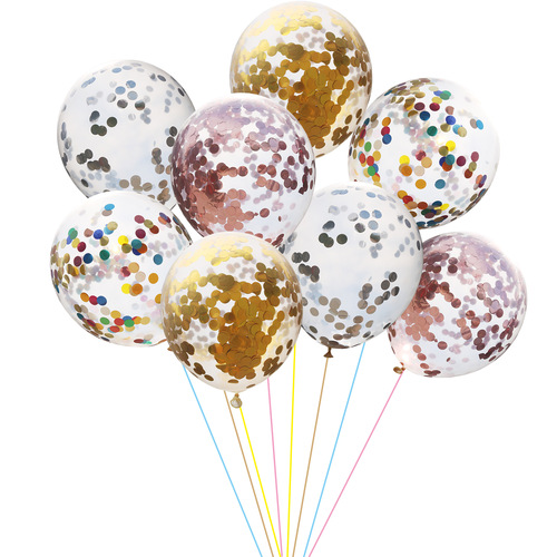 Factory wholesale transparent paper shred balloons, 12-inch colorful aluminum foil shiny balloons, Children's Day birthday decoration arrangement