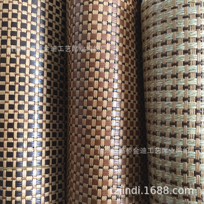 夏季格子汽车座垫座套靠枕沙发坐垫面料拖鞋帽子凉席草席藤席面料