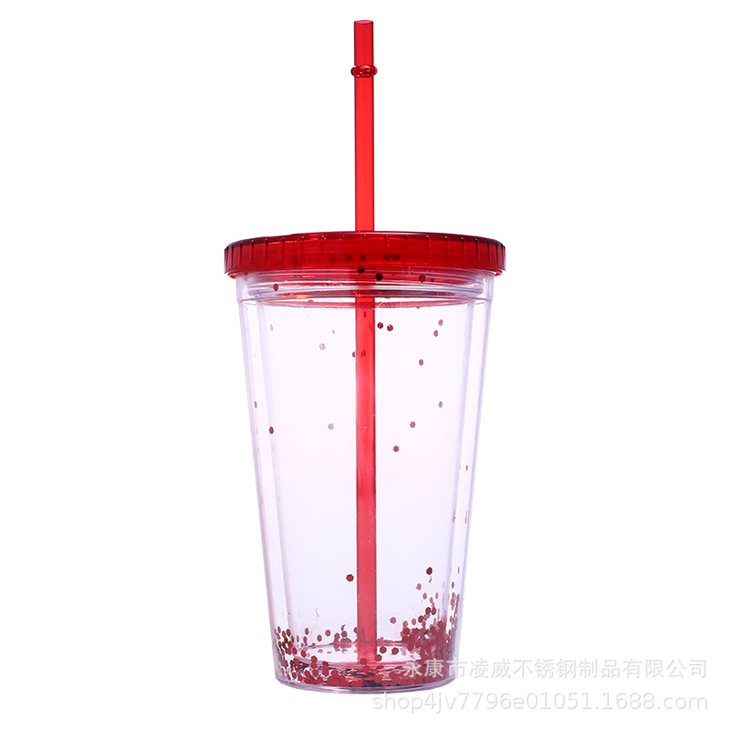 Taza de paja de plástico corazón femenino lindo taza de paja simple 450ml taza de bebida nueva historieta astronauta mujer S taza de agua