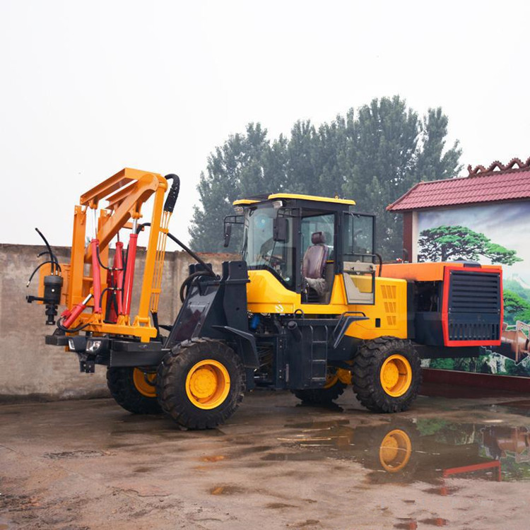 装载式高速公路护栏打桩机 公路护栏打拔钻一体机配备8公斤空压机