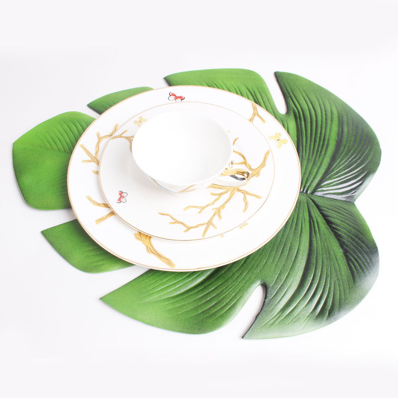 Cross-border EVA Turtle Leaf Placemat Western Food Non-slip Heat Insulation Table Mat Simulation Christmas Table Mat Coasters Household Products
