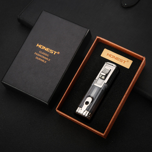 Baicheng metal inflatable three-way cigar lighter flamethrower boutique blue fire multi-function lighter wholesale