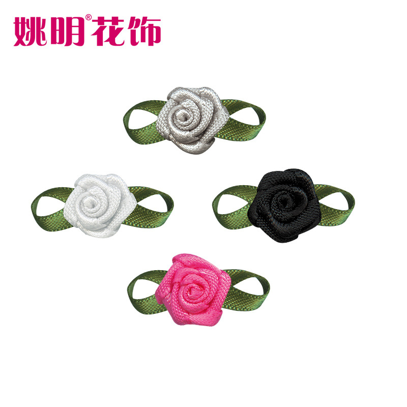 Yao Ming decoración de flores DIY hecho a mano 2 puntos Rosa ropa interior Decoración Accesorios hechos a mano cinta pequeña flor arco