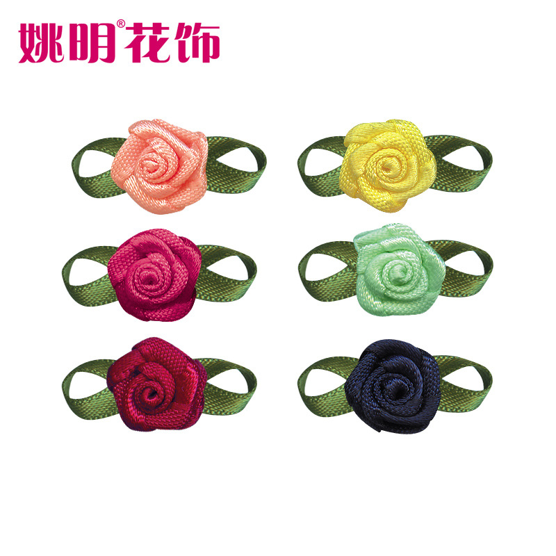 Yao Ming decoración de flores DIY hecho a mano 2 puntos Rosa ropa interior Decoración Accesorios hechos a mano cinta pequeña flor arco