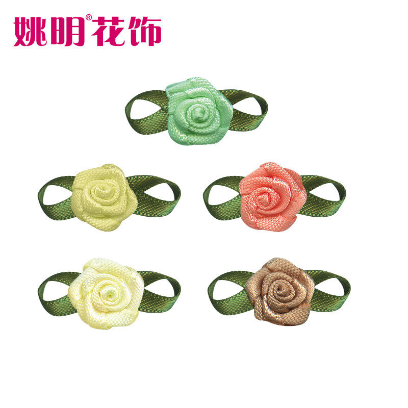 Yao Ming decoración de flores DIY hecho a mano 2 puntos Rosa ropa interior Decoración Accesorios hechos a mano cinta pequeña flor arco