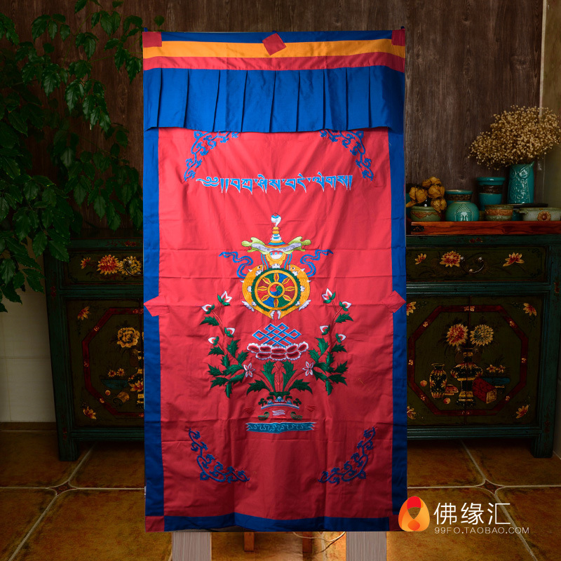 Xizang door curtain Xizang Buddhist supplies Xizang style fabric wind water curtain partition curtain single layer eight auspicious door curtain Xizang door curtain Xizang Buddhist supplies Xizang style fabric wind water curtain partition curtain single layer eight auspicious door curtain