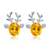 Accessory, crystal, three dimensional earrings, Korean style, with gem