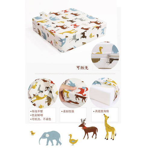 Children's booster seat cushion, new cotton and linen anti-slip design, dining chair cushion, removable cushion for eating, thickening, baby breathable cartoon