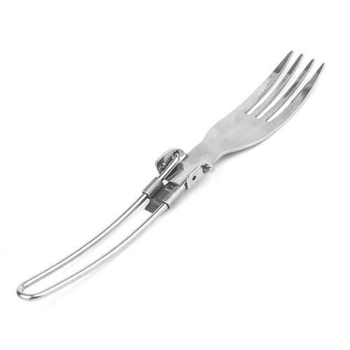 Outdoor picnic tableware, multifunctional camping stainless steel folding fork and spoon tableware, three-piece folding spoon set