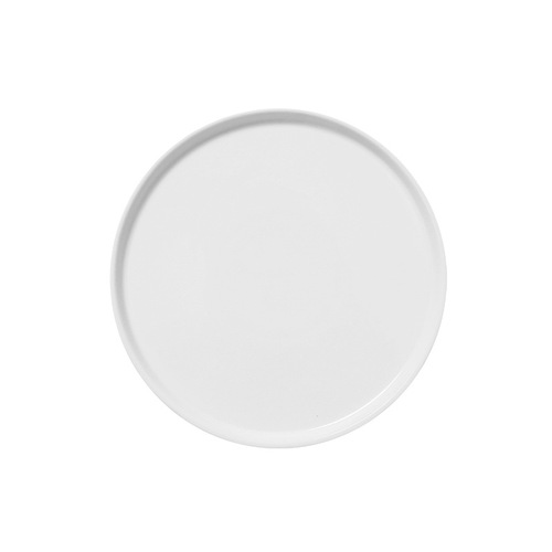 Creative European white plate ceramic plate flat bottom round steak plate Western restaurant tableware custom cake pizza plate
