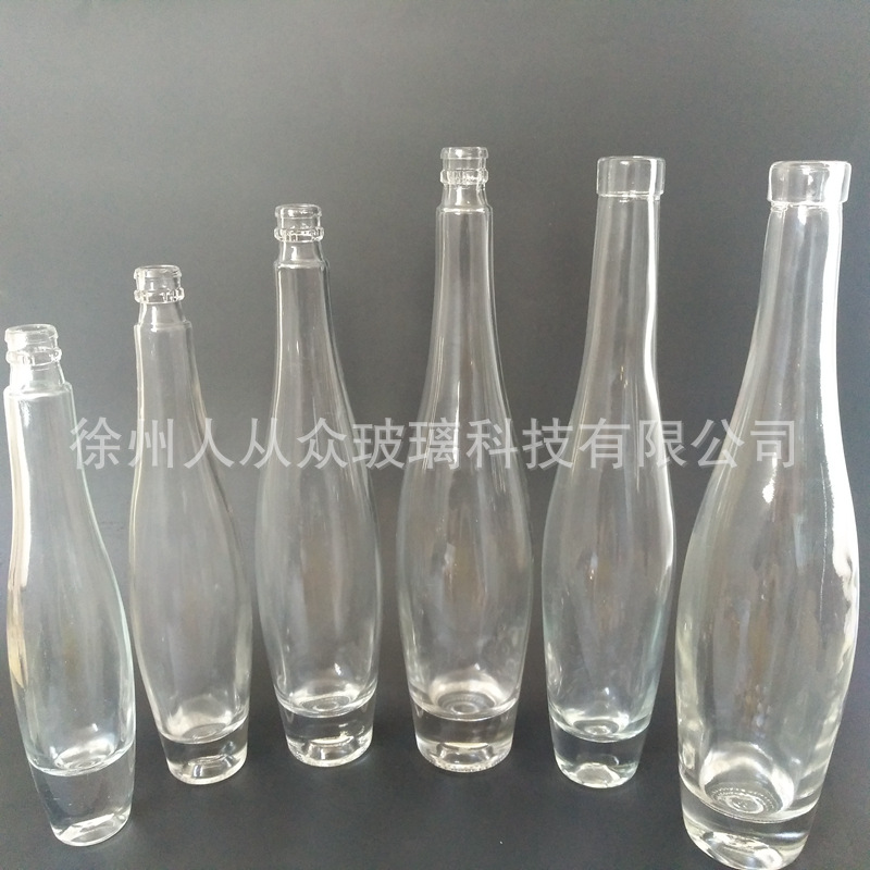 375ml500毫升一斤装木塞平口保龄球玻璃酒瓶蒙砂烤花系列设计