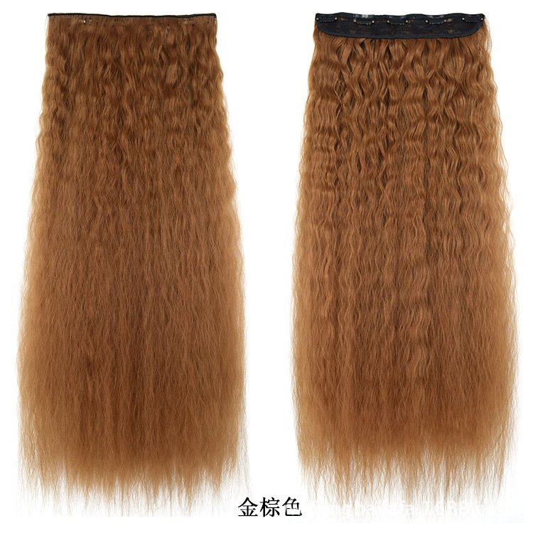 Peluca de pelo largo rizado de las mujeres 5 clip de extensión de cabello de maíz pieza europea y americana Comercio exterior lana rollo una pieza peluca pieza