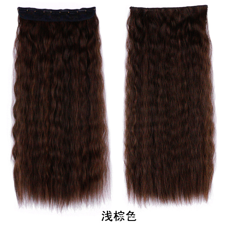 Peluca de pelo largo rizado de las mujeres 5 clip de extensión de cabello de maíz pieza europea y americana Comercio exterior lana rollo una pieza peluca pieza