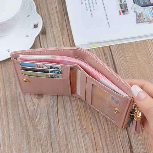 New Wallet Women's Short Wallet Female Student Wallet Fashion Korean Style Stitching Contrast Color Mini Thin Coin Purse