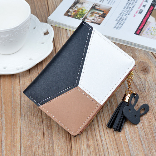 New Wallet Women's Short Wallet Female Student Wallet Fashion Korean Style Stitching Contrast Color Mini Thin Coin Purse