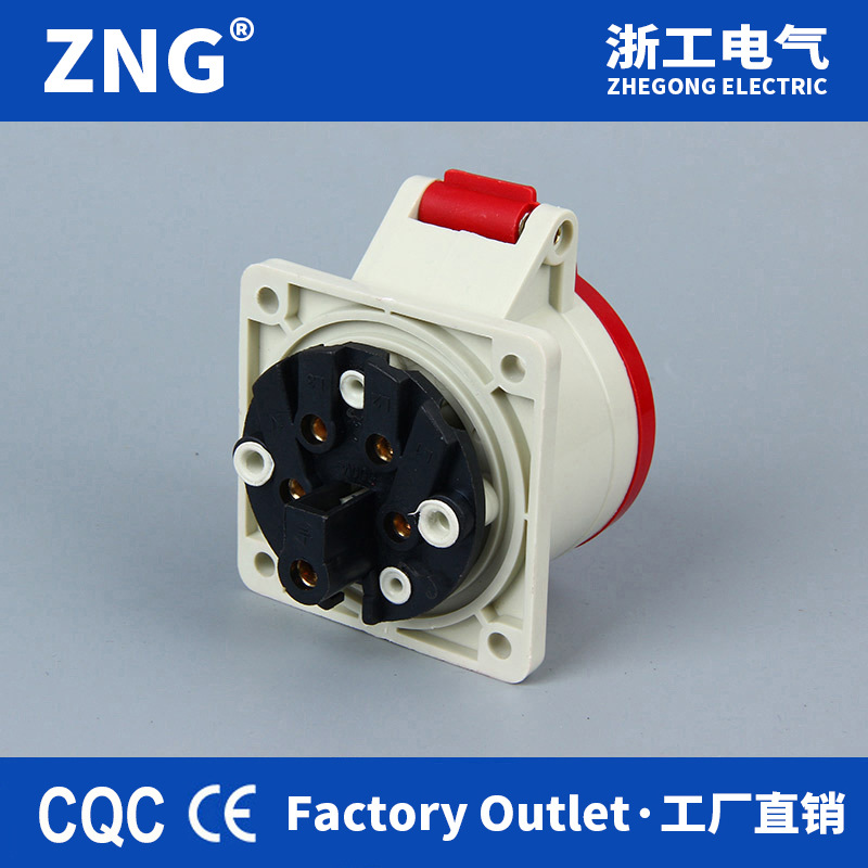Zhe Gong 325 concealed industrial socket five hole 32A three-phase 380V distribution box cable reel 