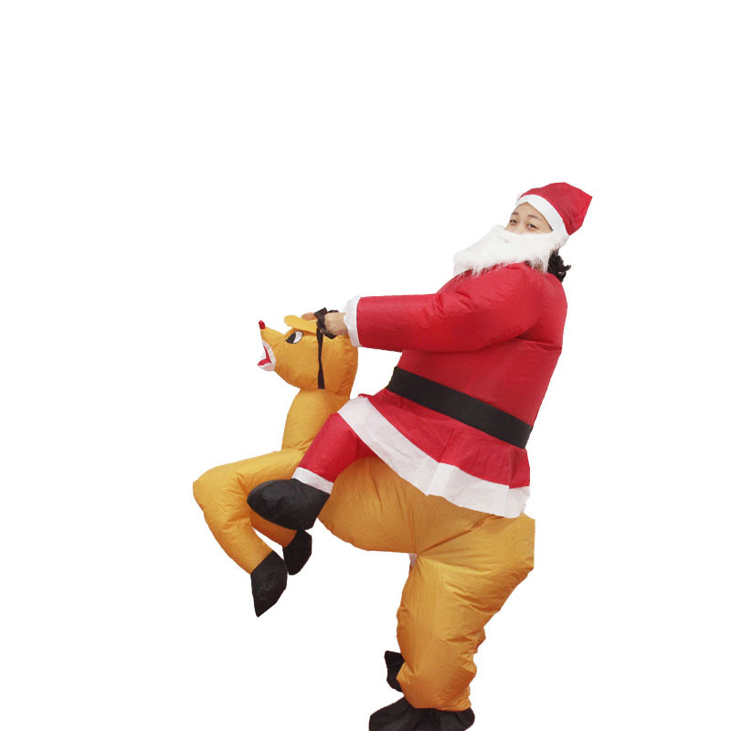 Venta directa de fábrica Bar de Navidad fiesta disfraces divertidos ancianos montando ciervos disfraces de actuación inflables muñecas trajes de escenario