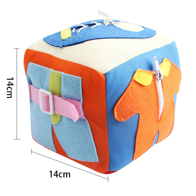 Baby Multifunctional Daily Life Simulation Practice Fabric Building Blocks Zipper Shoelaces Cognitive Toys Square Ball