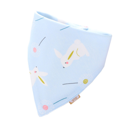 Baby triangle towel, cotton double layer saliva towel, baby cartoon triangle towel, multi-colored bibs and bibs