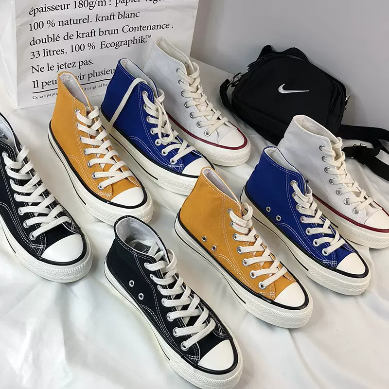 2024春季新款经典韩版帆布鞋女潮百搭学生经典高帮板鞋情侣休闲鞋
