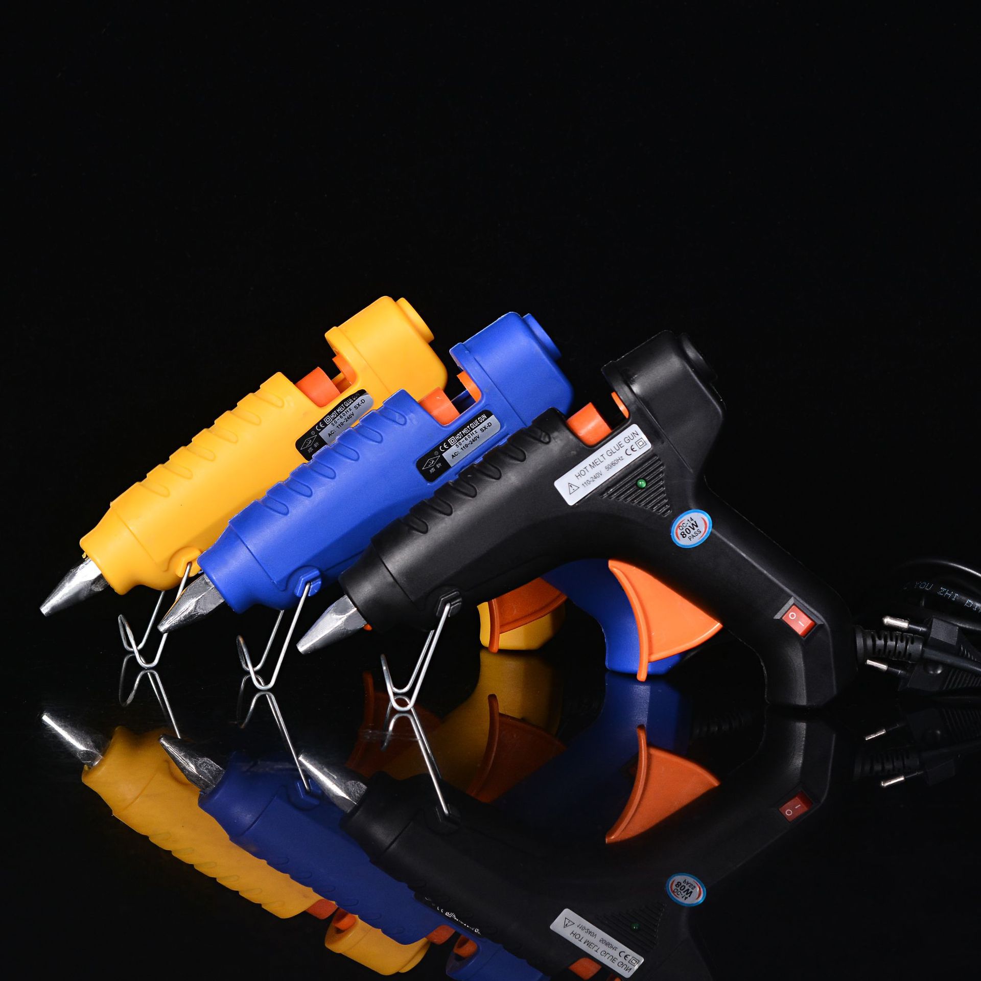 100W大功率热熔胶枪手动胶棒 铝嘴带开关带指示灯电热熔胶枪批发