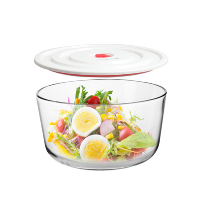 Round glass Bowl beat eggs Refrigerator Storage Food Crisper Salad bowl Heated With cover Soup bowl Large Basin