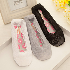 Korean Invisible Socks with Silicone Sole Sweatproof and Non-slip Women's Sandals with Peacock Feather Lace Ship Socks Directly Supplied by Manufacturer