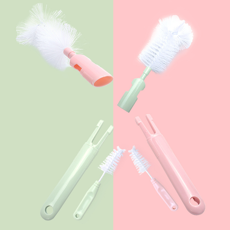 Oudeini biberón pezón de limpieza combinación cepillo tamaño biberón de dos piezas accesorios cepillo de nylon fábrica al por mayor